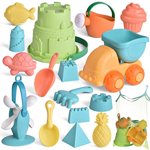FUN LITTLE TOYS Kids Beach Sand Toy Set, Beach Bucket, Car, Watering Can, Shovel, Rake and Sand Cast - //coolthings.us