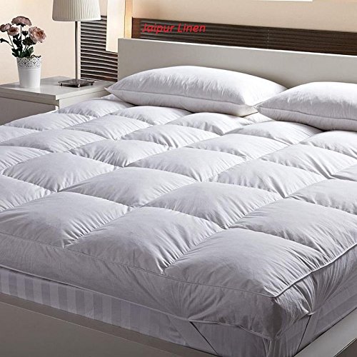 Finest Imported Super Microfiber Small King Size Bed Mattress Padding/Topper-White (72 * 75In)-image-4
