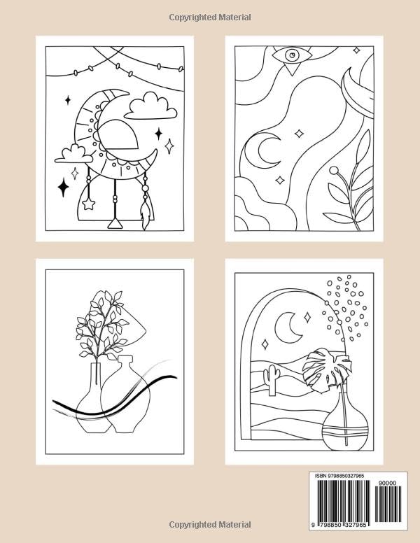 Minimalist Modern Art Coloring Book: Boho Decor for Adults Women Provides Stress Relief & Relaxation, Art of Basic Designs, Lines, Shapes, Botanical Patterns and Vintage Styles image 3