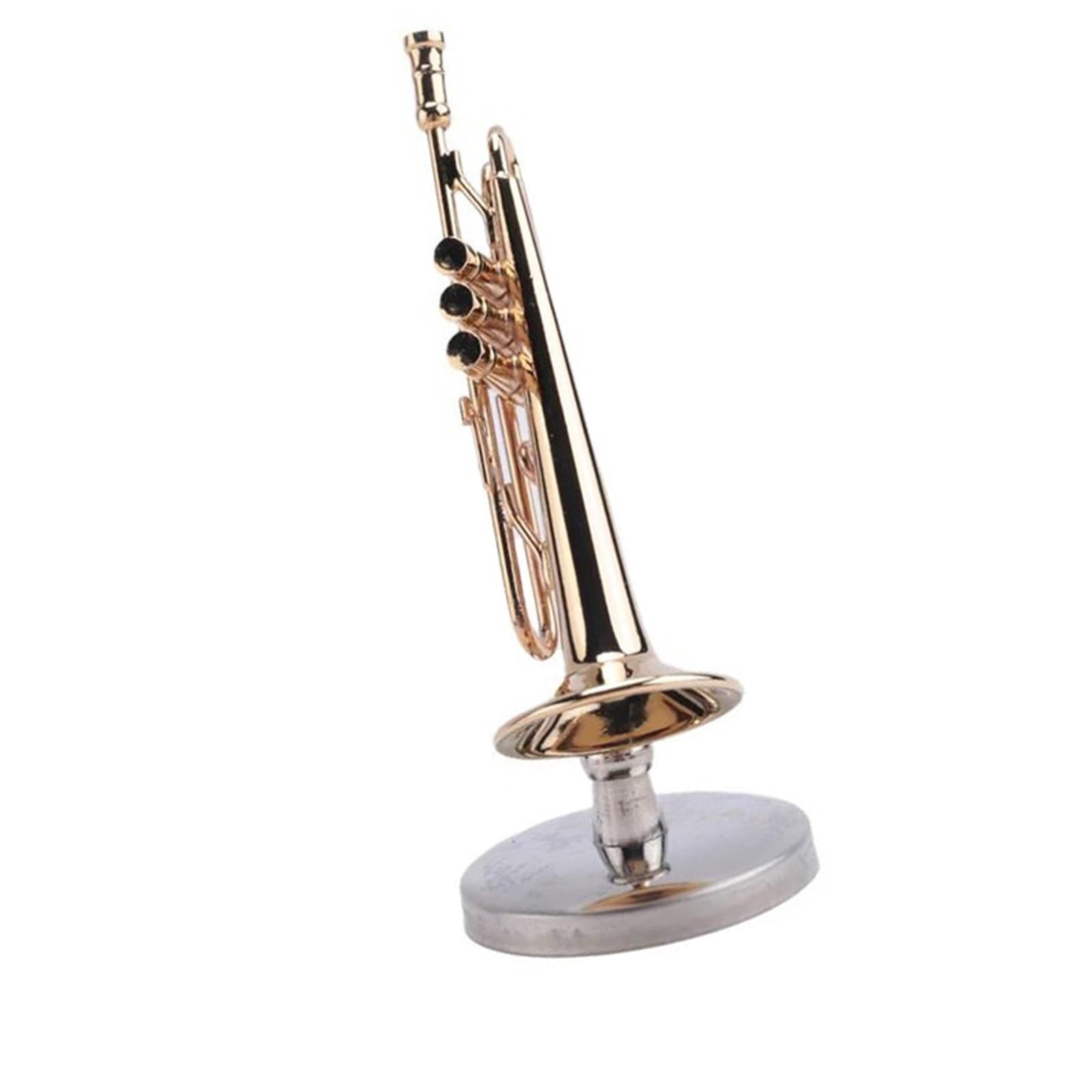 Ozdoby na instrumenty muzyczne Miedziana trąbka miniaturowa ze stojakiem i futerałem ozdoba instrumentu muzycznego