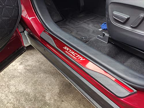 GZBFTDH Car Door Entry Guard, Stainless Steel with Plastic Auto Door Sill Protector Cover, for Mazda 3 6 2014-2020 Kick Panels Threshold Guard Scuff Plate, Interior Accessories Protection (red)