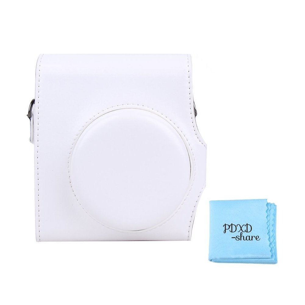 PDXD-share Candy Color Protective PU Leather Camera Case Bag for Fujifilm Instax Mini 8 (White)