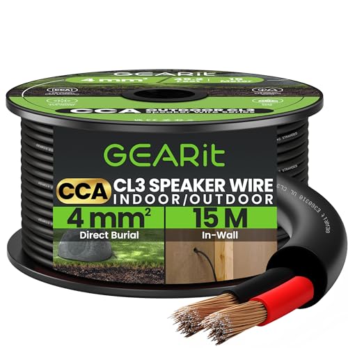 Cable de altavoz de 15m GearIT ideal para instalar música ambiental en terrazas y jardines