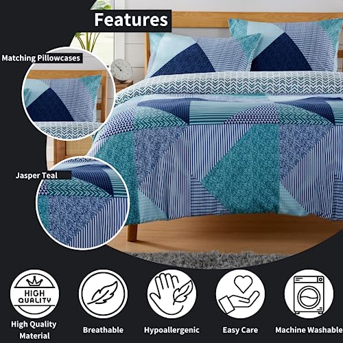 Olivia Rocco Easy Care Printed Duvet Cover Set 100% Polyester Breathable Stylish Comforter Reversible Quilted Bedding Bed Sets With Pillowcases JASPER DUVET SET - Image 4