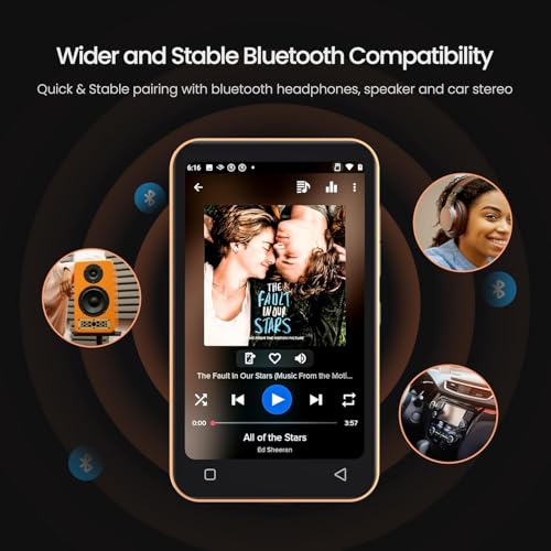 Image of TIMMKOO 80GB Kids MP3 Player with Bluetooth, Parental Controls, Pre-Installed Spotify, Audible, 4 inch MP4 Player (Orange)