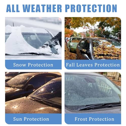 Image of Car Windshield Cover,Magnetic Snow Windshield Cover,Car Snow Cover with Mirror and Strap,Sun Shade for Car Front Windshield,Fit for Compact SUV /Small Car(Black-62 X49)