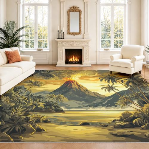 Alfombra tropical exótica de 140x200 cm lavable para decorar el salón 2
