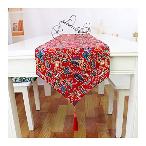 Chemin de table rouge anti-plis en lin pour protéger et embellir la table