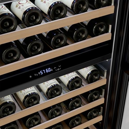 Image of Empava 24 inch Dual Zone Wine Cooler Refrigerator Under Counter with Reversible Glass Door, Freestanding Fridge with LED Light, Touch Control, 46 Bottles Capacity