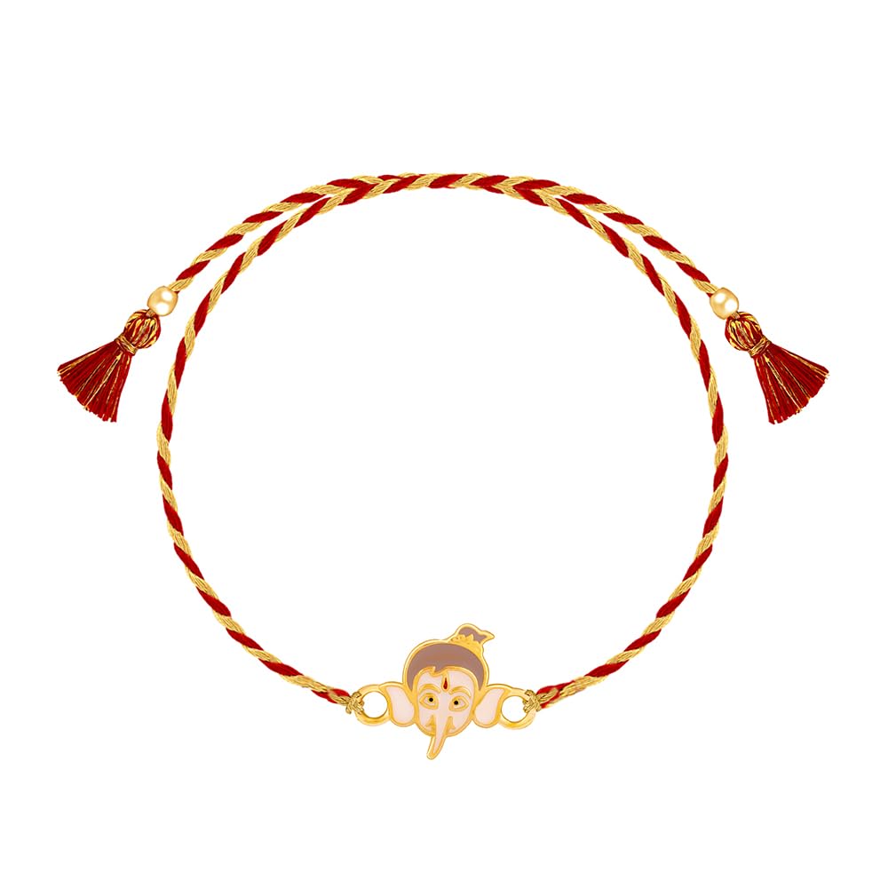 GIVA 925 Silver Golden Bal Ganesh Rakhi for Kids | Raksha Bandhan Rakhi | Gift for Kids | With Certificate of Authenticity and 925 Stamp