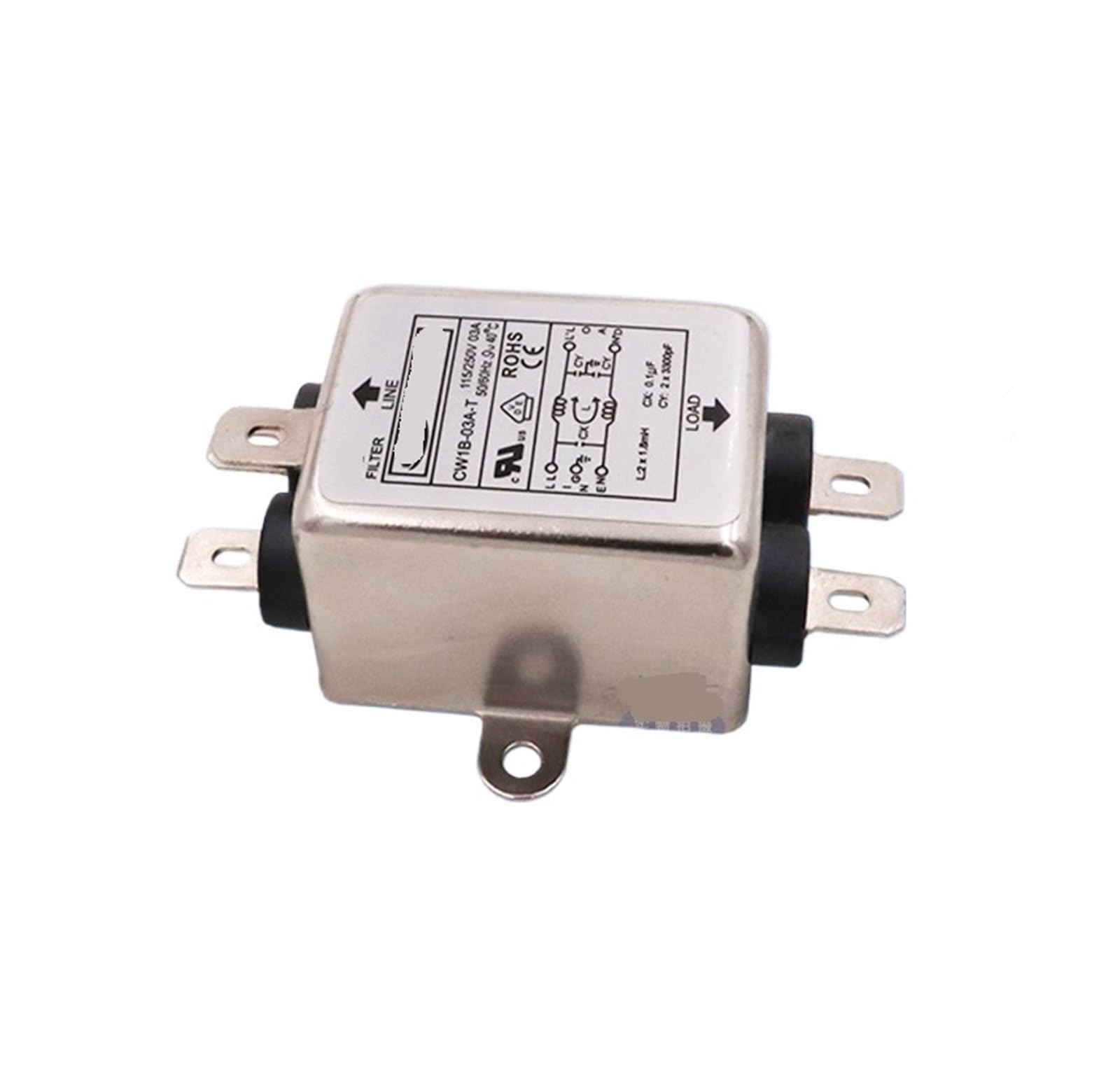 WBBAYDRFR CW1B 3 6 10A Anti-Interference Power Filter 15E AC 220V Single Phase T(CW1B-3A-T)