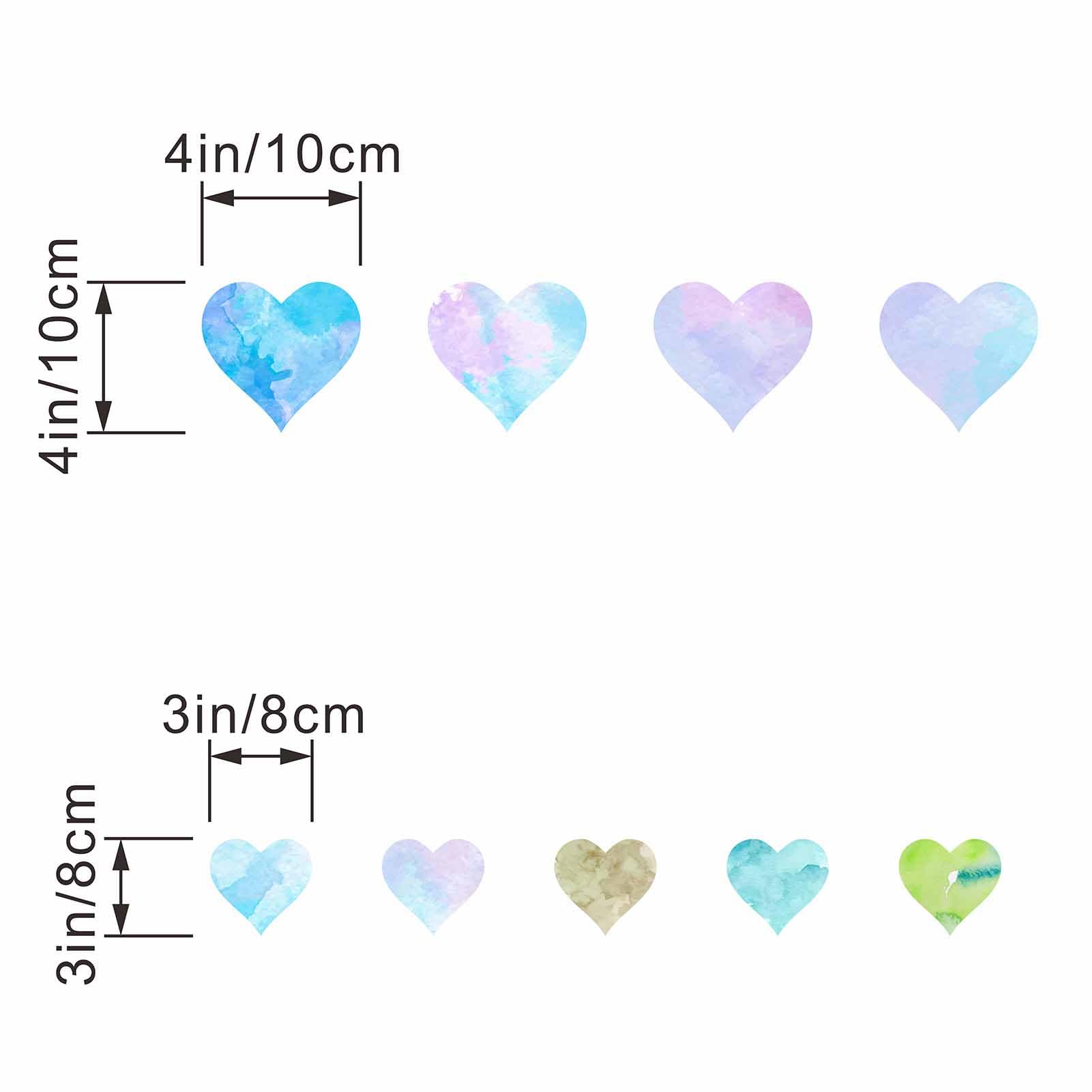 Amimagen Colorful Watercolor Gradual Love Heart Wall Stickers, Girls Bedroom Rainbow Wall Decals - Image 4