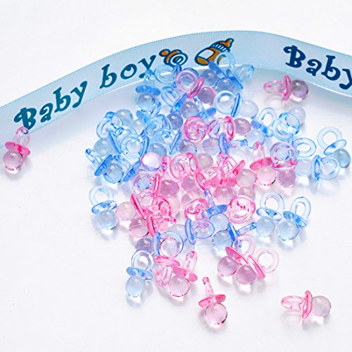 Niuzaiz 144 Pcs Mini Acrylic Pacifier Beads Table Scatter Confetti Party Favors (Pink Blue Mixed) #TOP1