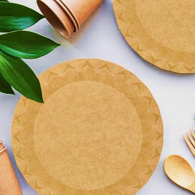 Genérico Platos Elegantes Kraft - Envio 24 h - Platos Desechable de Cartón Kraft - Platos para Cumpleaños, Bodas, Catering, eventos (600, 23)