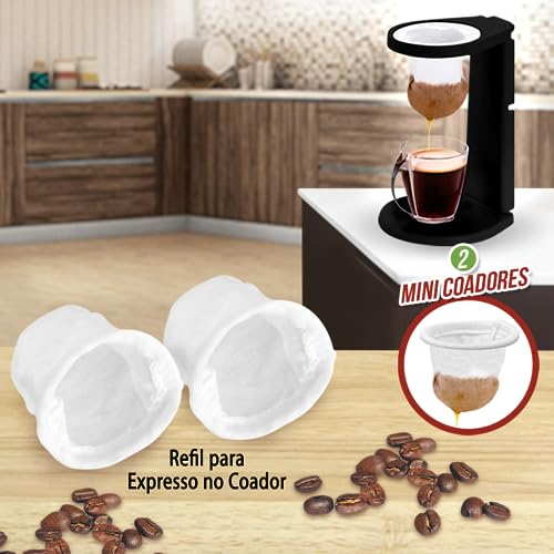 Mini Coador de Café Portátil Expresso Rápido Acompanha + 2 Refil de Coador de Pano