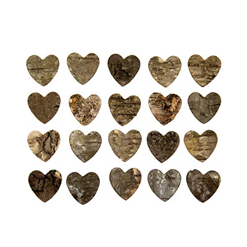 Oblique Unique® Lot de 20 mini cœurs en écorce de bouleau - Décoration de table - Décoration de mariage
