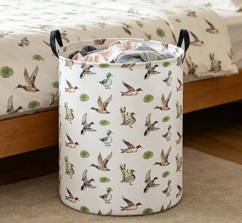 Image of Essme Kids Laundry Basket,Duck Hamper Collapsible Waterproof Storage Bin for Home Decor,Gift Baskets(Green Duck)