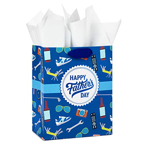 Buy 1 get 1 Hallmark 9 Medium Father's Day Gift Bag with Tissue Paper (Beer, Tools, Sneakers, TV)