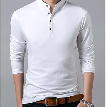 Amazon.co.jp: ヘンリーネック 長袖 メンズ Tシャツ カットソー L