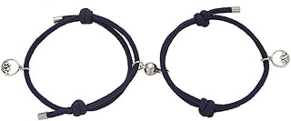 CHRISTY HARRELL Couple Bracelet, Adjustable Magnet Attract Handmade Rope Braided Bracelets Jewelry, for Lovers Couples Girlfriend Boyfriend Women Men Birthday Festival Gift, Magnet Metal
