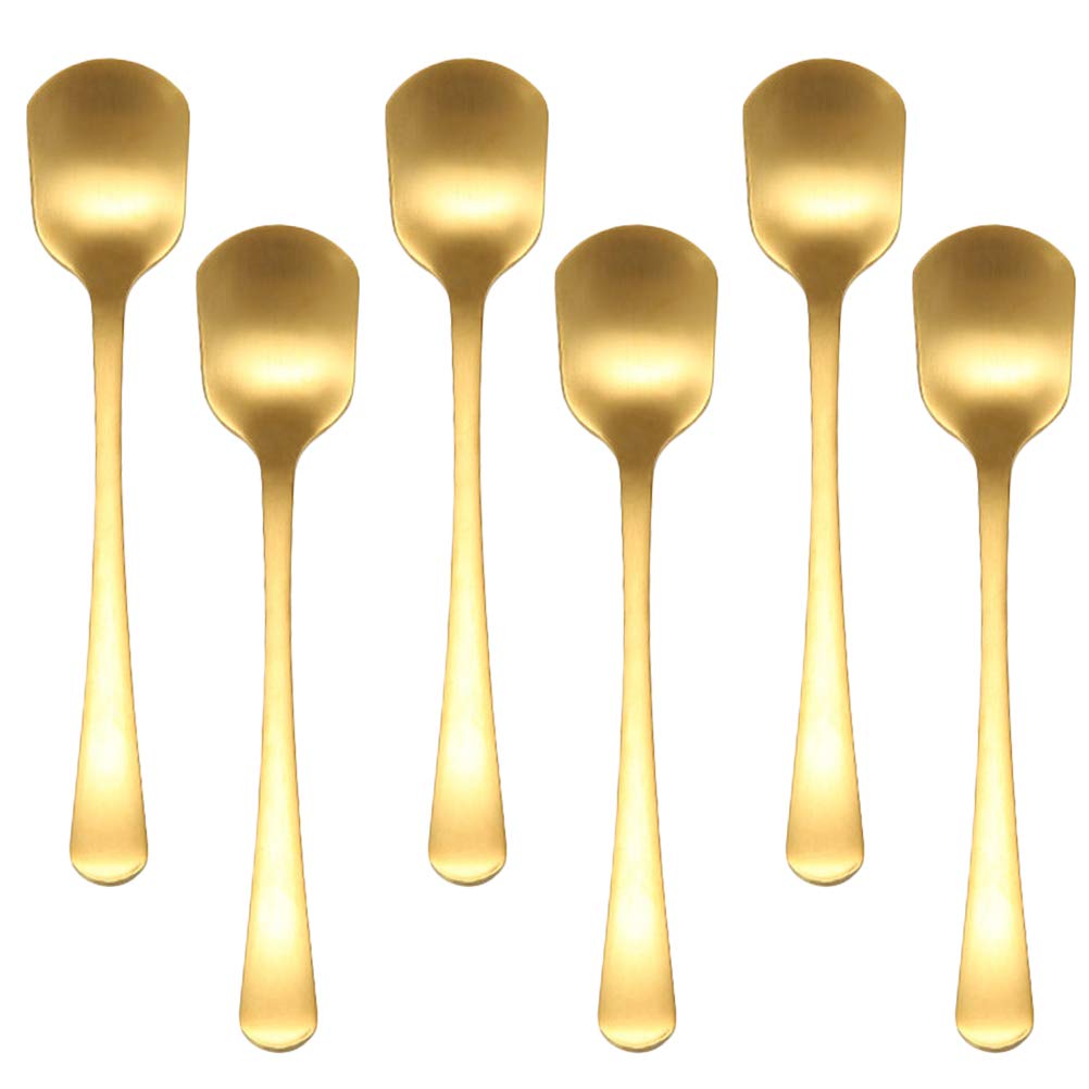 Cuillère à café et dessert en acier inoxydable lot de 6 couverts polis pour table de fête