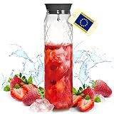 Jarra de cristal de borosilicato prémium - 1,2litros, cristal de borosilicato - Jarra de agua con tapa - para bebidas calientes/frías - Jarra de leche - Jarra de té helado