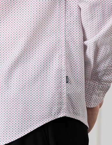 Image of Amazon Brand - Symbol Men Cotton Casual Printed Shirt| Mandarin Collar | Regular Fit | Printed | Full Sleeve | Available in Plus Sizes