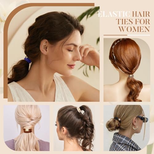 Image of Hair Ties No Damage - 20PCS Ponytail Holders - Elastic Hair Ties for Thick Hair - Braided Hair Bands for Women Girls's Hair - Classic Dinner