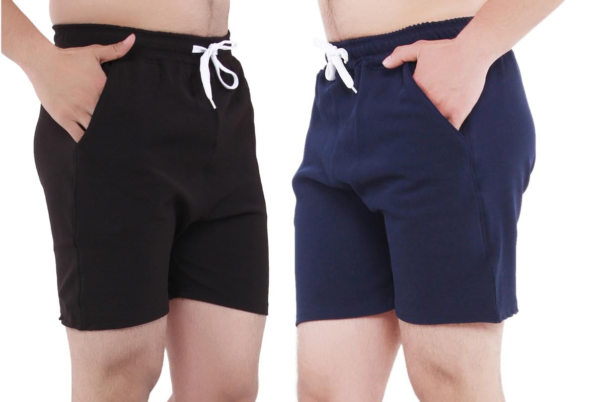 Men's Cotton Shorts Combo Lightweight Soft Fabric with Pockets Sports for Running Shorts Gym Shorts Half Pants (Pack of 2)-picture-39