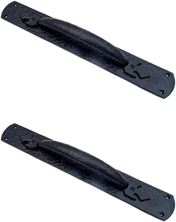 Adonai Hardware "Antothijah Iron Door Pull with Plate (15.3" x 2 Pack, Matte Black)