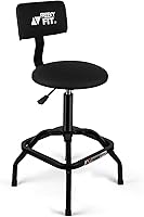 FreekyFit Adjustable Shop Stool with Backrest - Heavy Duty Mechanic Garage Chair, 300 LBS Capacity, 360° Swivel Padded PVC Seat, Black