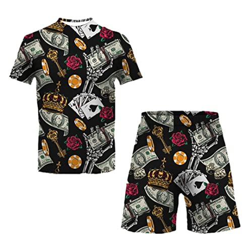 Costume d'été pour homme avec t-shirt imprimé décontracté et short de plage col rond K-ct305
