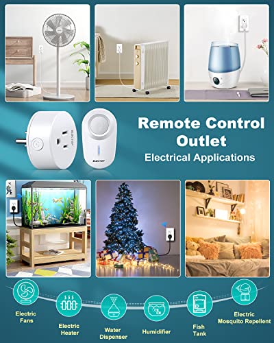 Remote Control Outlet, Electop 15A/1500W Wireless Outlet Power Switch, No Wire Long Range Electrical Switch Plug On/Off For Lights, Fans, Christmas Lights, Household Appliance, 4000V Anti Surge #TOP5