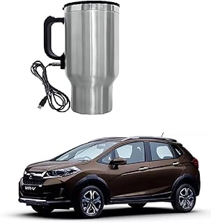 USB-Powered Car Travel Mug, Stainless Steel Electric Kettle with Handle, Silver Suitable For Honda WRV