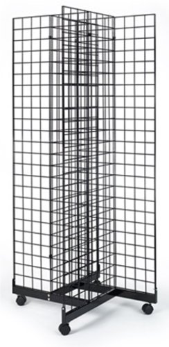 2'x6' Foot Wire Grid Panel 4-Sided Rolling Display 4-Way Tower with Cross Base