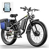 【𝐏𝐞𝐚𝐤 𝟑𝟎𝟎𝟎𝐖 𝐃𝐮𝐚𝐥 𝐌𝐨𝐭𝐨𝐫𝐬】Dual motors deliver 3000W peak power for explosive acceleration, increased torque, and a top speed of 37mph. Ebikes for adult enables you to conquer 40°uphill and all terrains effortlessly, with instant response on every takeo...