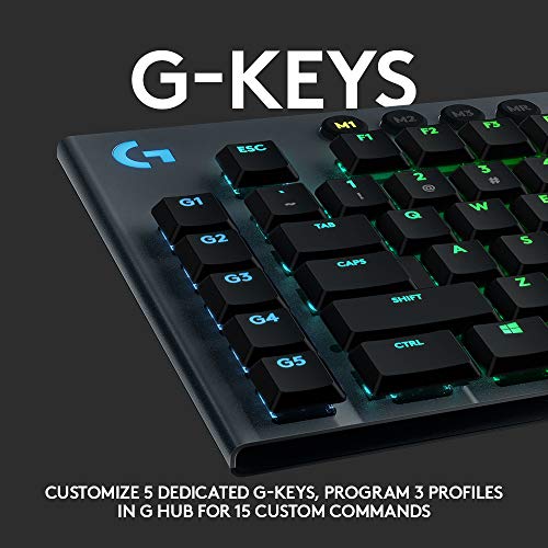 Logitech G815 LIGHTSYNC RGB Mechanical Gaming Keyboard with Low Profile GL Tactile Key Switch, 5 programmable G-Keys,USB Passthrough, Dedicated Media Control - Tactile by Logitech G - Image 6