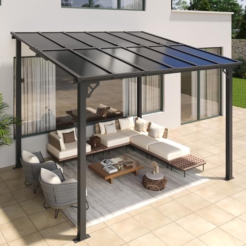 Aoxun 10’x 10’ Gazebo, Elegantly Mounted on The Wall, Presents a Captivating Pergola on...