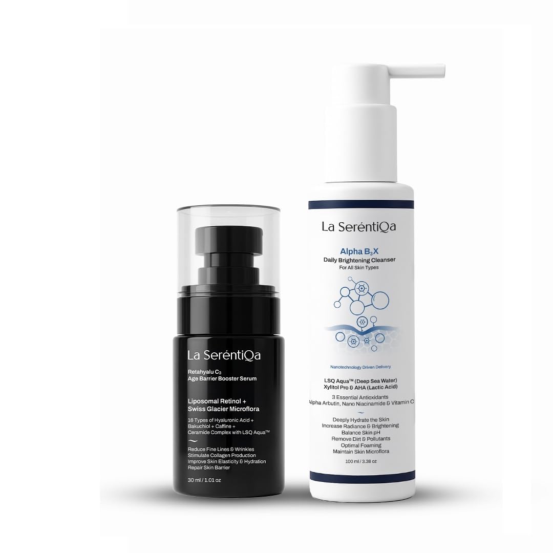 Cleanser + Night Repair Serum Combo | Alpha B3X Brightening Cleanser Gel 100ml + Retahyalu C3 Age Barrier Booster Serum 30ml | Liposomal Retinol | 16 Types of Hyaluronic Acid | Nano Niacinamide | Deep Sea Water | For All Skin Types-image-4