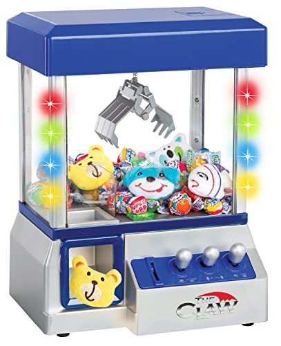 Bundaloo Claw Machine Arcade Game - Electronic Mini Candy and Toy Grabber Dispenser for Kids - with Lights Sound & 4 Mini Plush Animals (Blue)