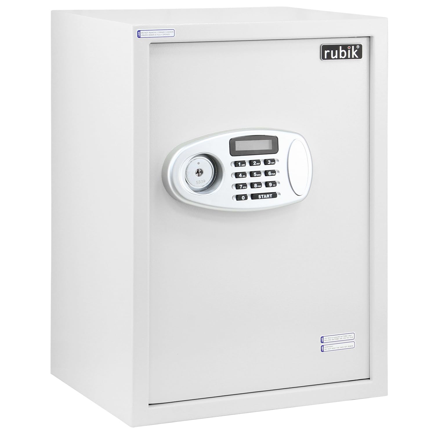 Rubik Safe Box Large For Home Office with Dual Security, Unlock using Key and Digital Combination Lock (RB50ED, Size 50x35x30cm) White