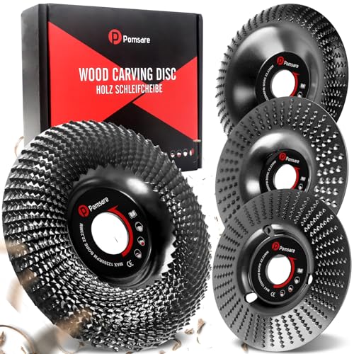 Pomsare 4pcs Muela Amoladora Ø115mm x 22.2mm - Discos para madera de Carburo de Tungsteno - Amoladora Angulares disco para Molienda, Tallado y Pulir