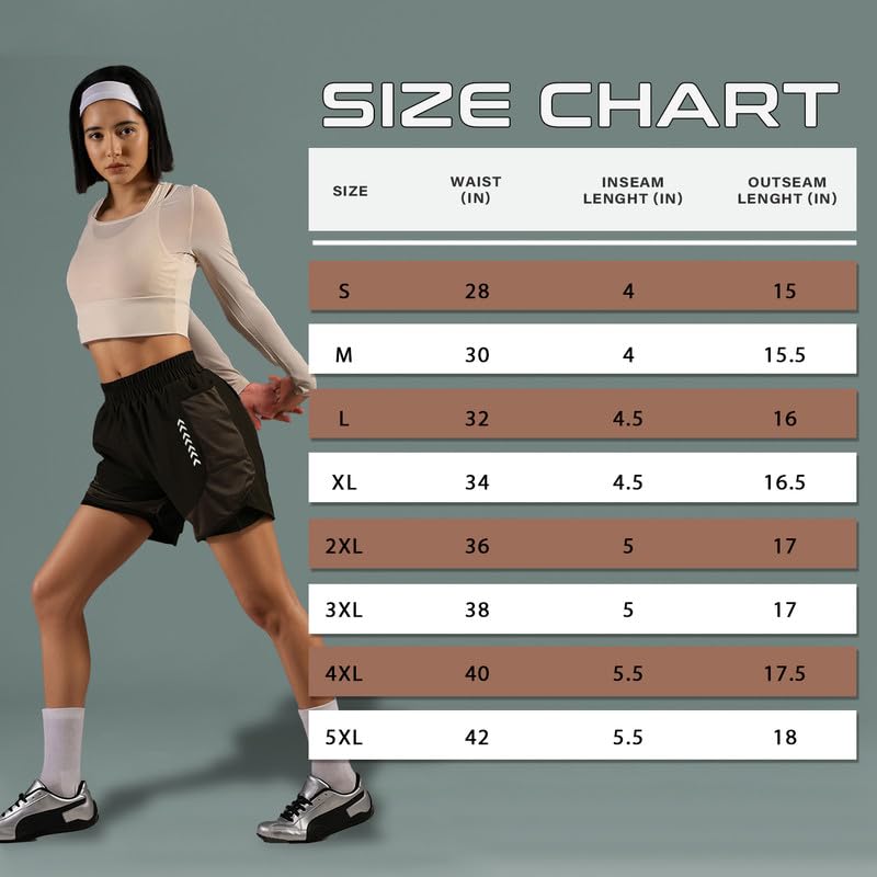 Image of CHKOKKO Gym Shorts for Women Workout Quick Dry fit Double Layered Inner Compression with Pockets Lightweight Running Yoga Sports & Training