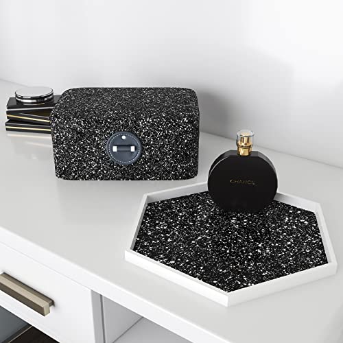 Decotalk Glitter Wallpaper Peel And Stick Black Glitter Wallpaper 17.7"X120" Glitter Contact Paper Black Wallpaper For Walls Removable Vinyl Chunky Glitter Sequins Wallpaper For Craft Decoration #TOP5