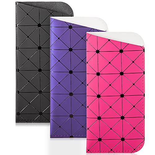 Image of TRIUMPH VISION 3 Pack Reading Glasses Pouch Soft Case Eyeglass Sleeve Slim | Alternative to Bulky Case in bag, Lightweight Lined Padded Protect Optical lens Slip in, Cute Pattern Portable for Daily Use