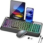 JOYACCESS Wireless Keyboard and Mouse Combo Backlit - Compact Quiet Keyboard with RGB Mouse, Rechargeable, Portable Cordless Keyboard Mouse Set for Mac, Windows, Laptop (Space Gray)