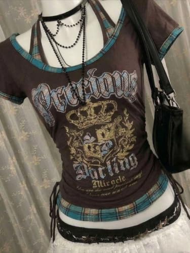 Image of Kawaii Cutecore Harajuku Vintage Y2k 2000s Tops Summer Goth Emo Alt Short Sleeve Graphic Tee