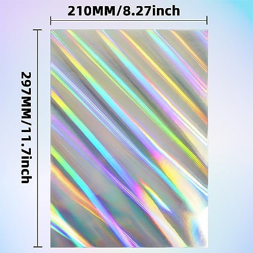 STRBOXONG A4 Holographic Oblique Beam Card 250gsm 297mm x 210mm Metallic Silver Cardstock Foil Paper for Arts and Crafts Scrapbooking Shimmer Mirror Finished Shiny Sheets (10 Sheets) - Image 2
