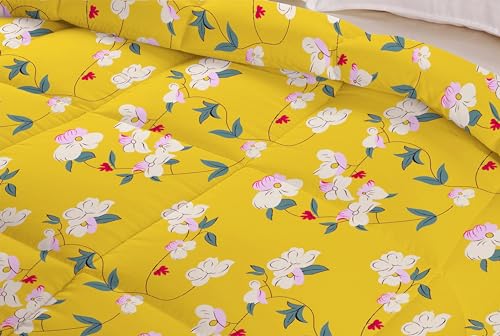 Image of Amazon Brand - Umi Reversible Super Soft Single Bed AC Comforter /Blanket /Quilt /Rajai 220 GSM Microfiber Diamond Stitch (90 inch x 60 inch Inches /228cm x 152cm) - Comforter Single Bed|Mustard & White & Pink