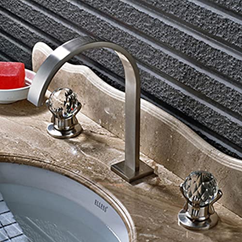 Robinet de salle de bain en nickel avec poignées cristal chic